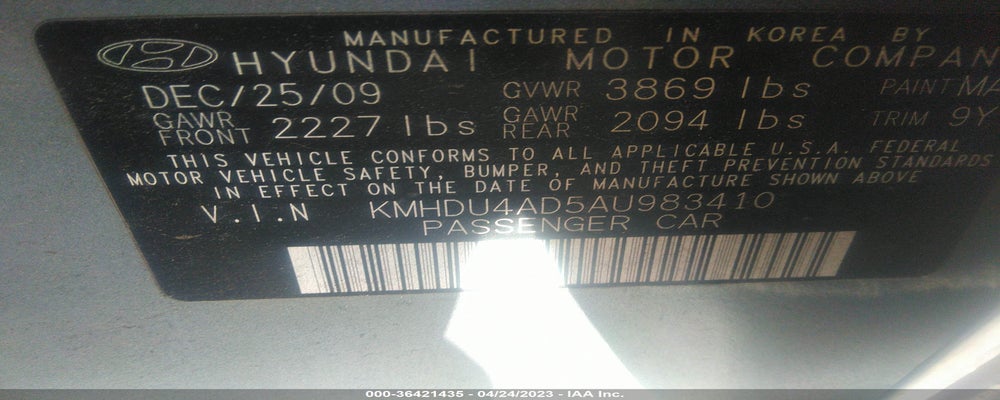 KMHDU4AD5AU983410 2010 HYUNDAI ELANTRA photo no. 9
