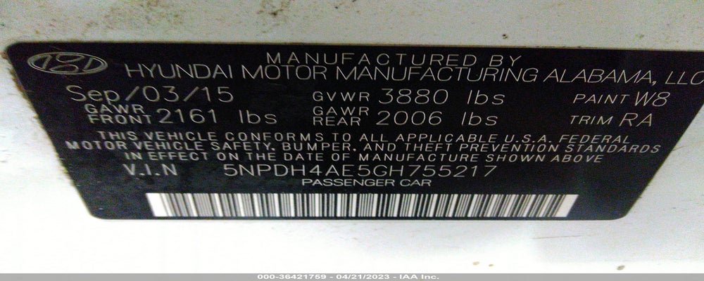 5NPDH4AE5GH755217 2016 HYUNDAI ELANTRA photo no. 9