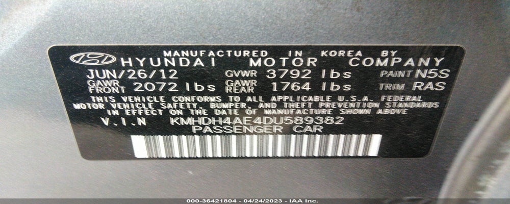 KMHDH4AE4DU589382 2013 HYUNDAI ELANTRA photo no. 9