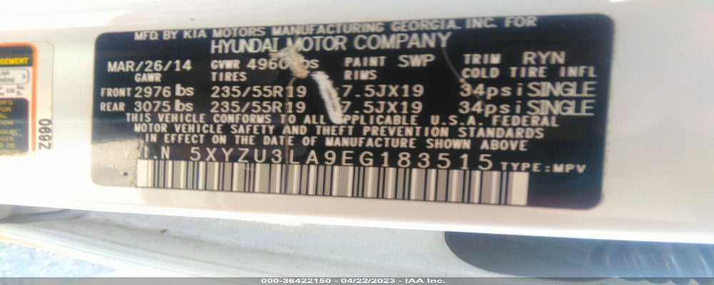 5XYZU3LA9EG183515 2014 HYUNDAI SANTA FE SPORT photo no. 9