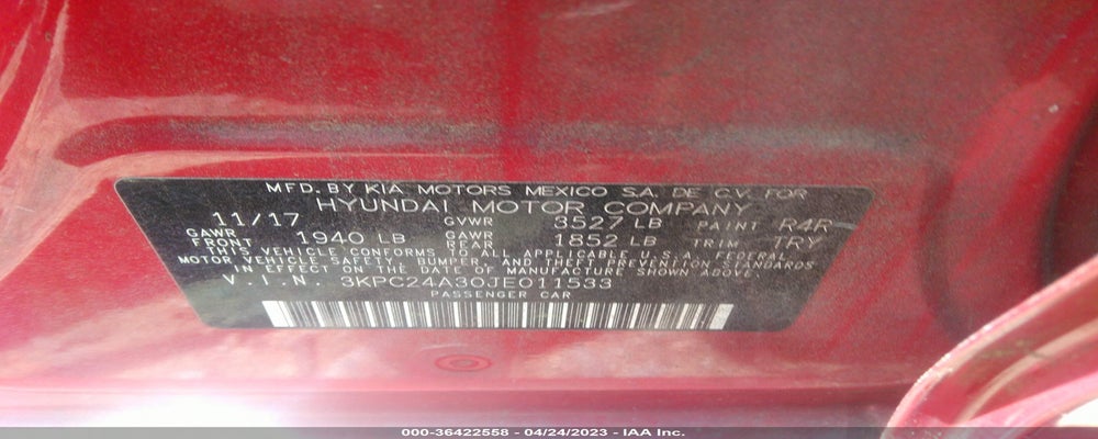 3KPC24A30JE011533 2018 HYUNDAI ACCENT photo no. 9