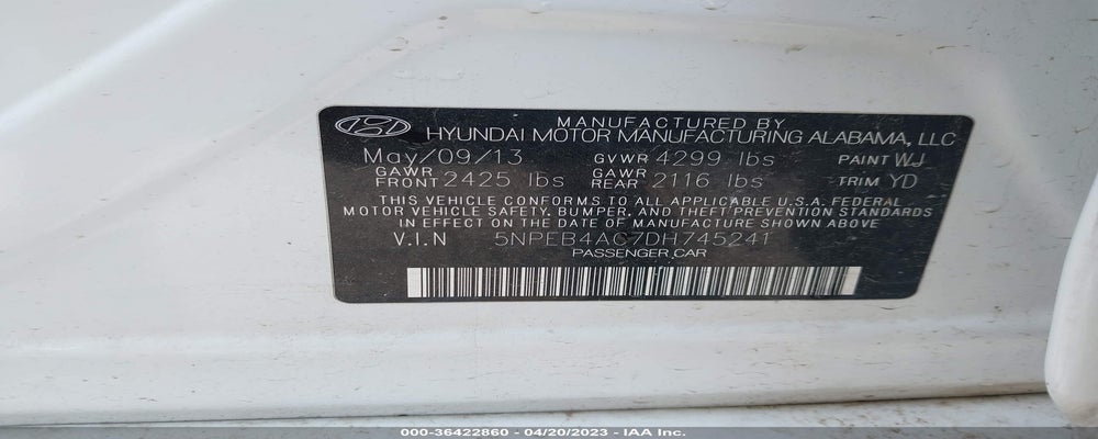 5NPEB4AC7DH745241 2013 HYUNDAI SONATA photo no. 9