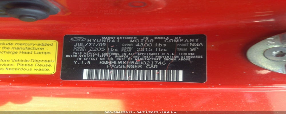 KMHHU6KH8AU021746 2010 HYUNDAI GENESIS COUPE photo no. 9