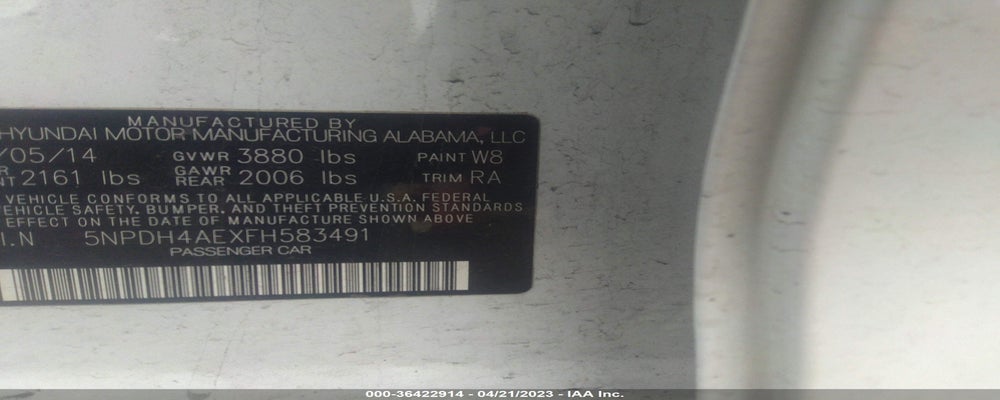 5NPDH4AEXFH583491 2015 HYUNDAI ELANTRA photo no. 9