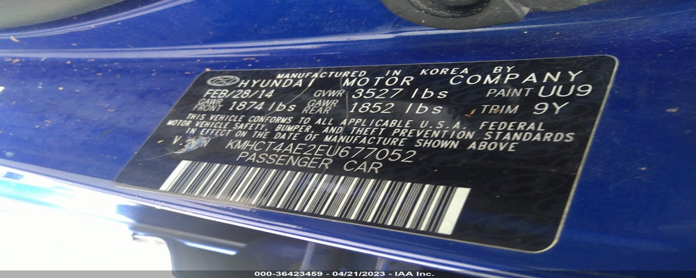 KMHCT4AE2EU677052 2014 HYUNDAI ACCENT photo no. 9