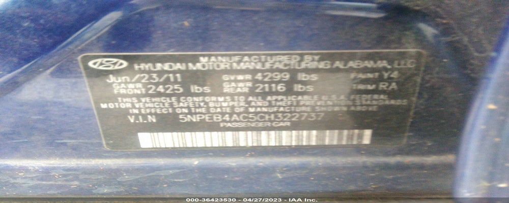 5NPEB4AC5CH322737 2012 HYUNDAI SONATA photo no. 9