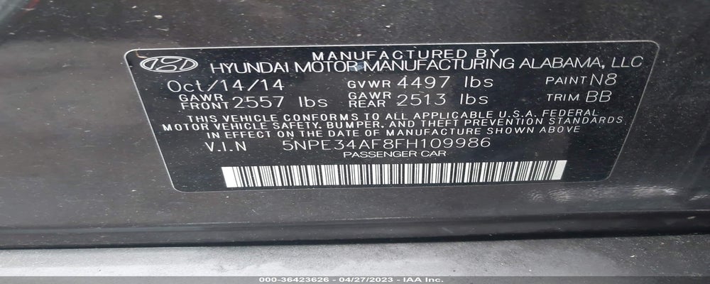 5NPE34AF8FH109986 2015 HYUNDAI SONATA photo no. 9