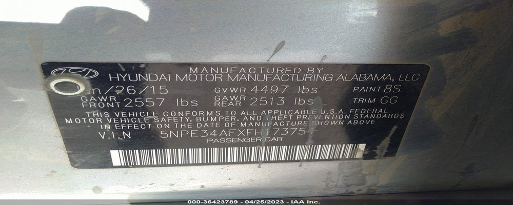 5NPE34AFXFH173754 2015 HYUNDAI SONATA photo no. 9