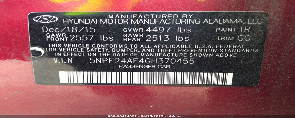 5NPE24AF4GH370455 2016 HYUNDAI SONATA photo no. 9