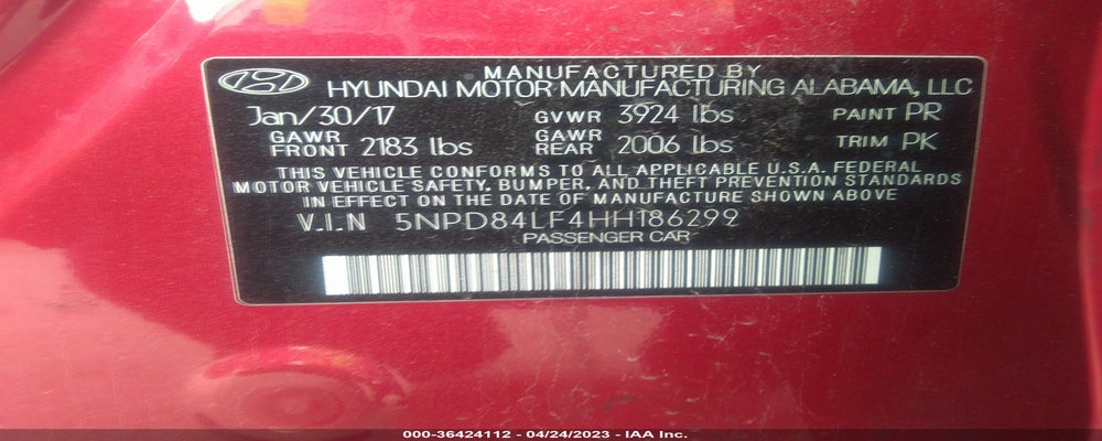 5NPD84LF4HH186299 2017 HYUNDAI ELANTRA photo no. 9