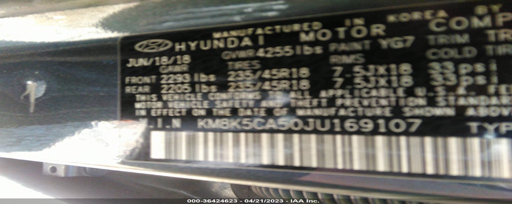 KM8K5CA50JU169107 2018 HYUNDAI KONA photo no. 9