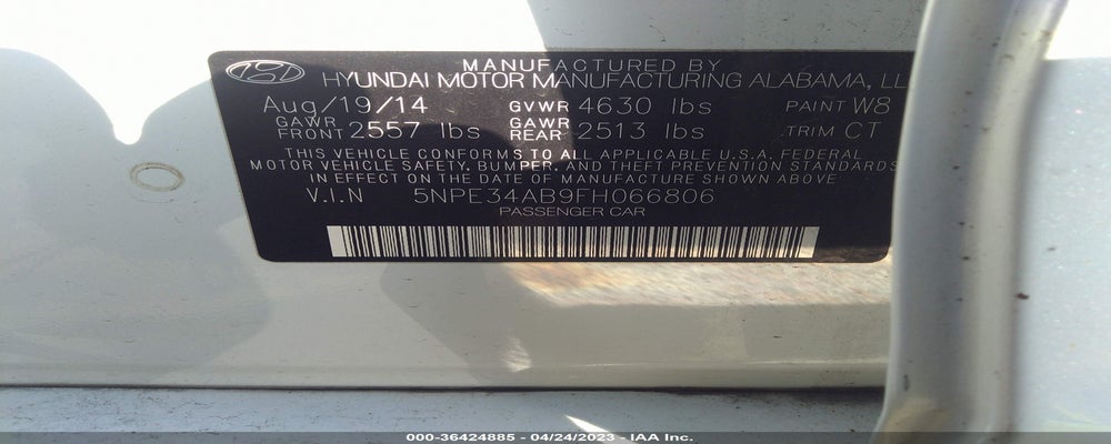 5NPE34AB9FH066806 2015 HYUNDAI SONATA photo no. 9