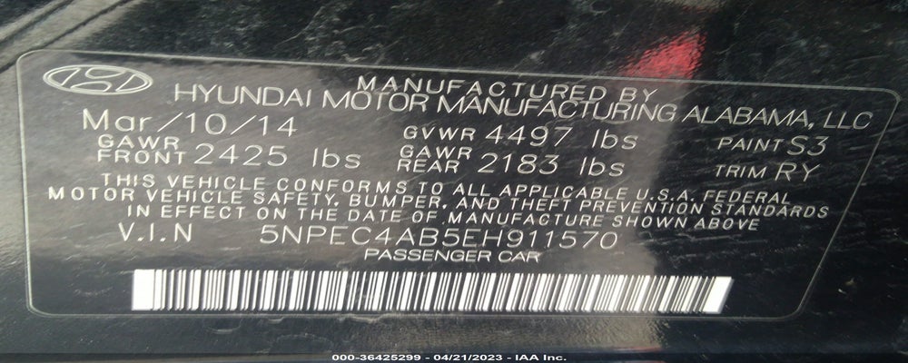 5NPEC4AB5EH911570 2014 HYUNDAI SONATA photo no. 9
