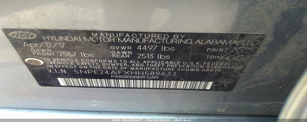 5NPE24AFXHH589633 2017 HYUNDAI SONATA photo no. 9