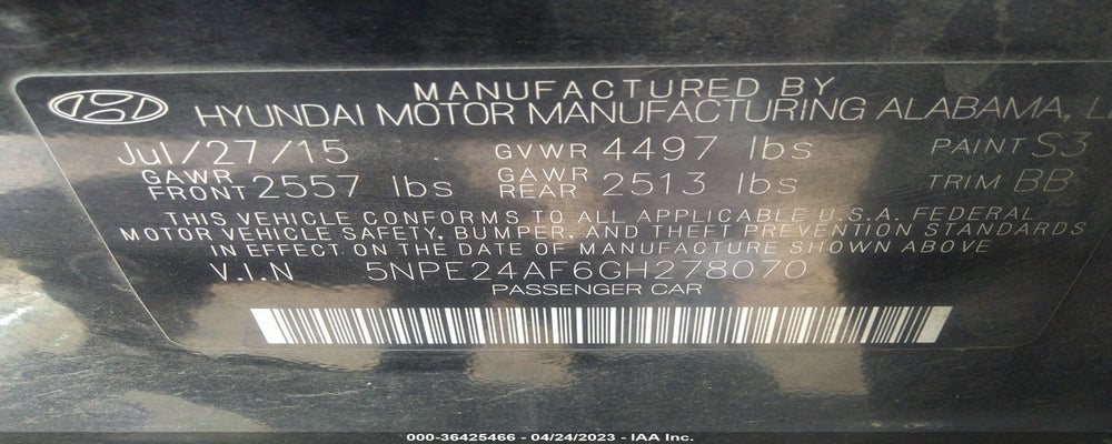 5NPE24AF6GH278070 2016 HYUNDAI SONATA photo no. 9