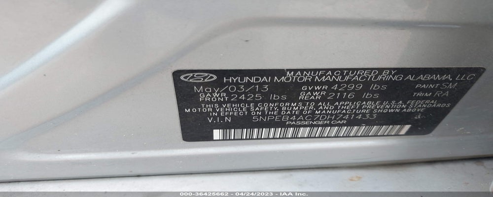 5NPEB4AC7DH741433 2013 HYUNDAI SONATA photo no. 9
