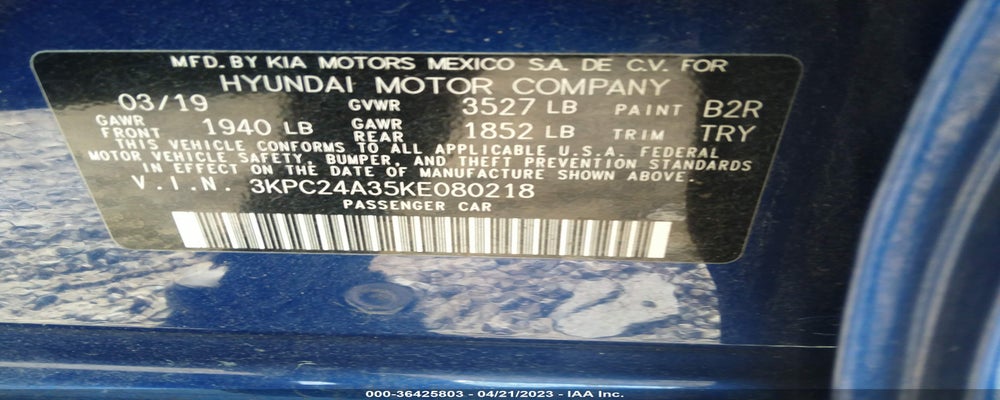 3KPC24A35KE080218 2019 HYUNDAI ACCENT photo no. 9