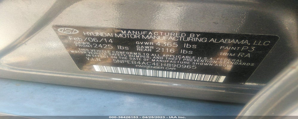 5NPEB4AC4EH890965 2014 HYUNDAI SONATA photo no. 9