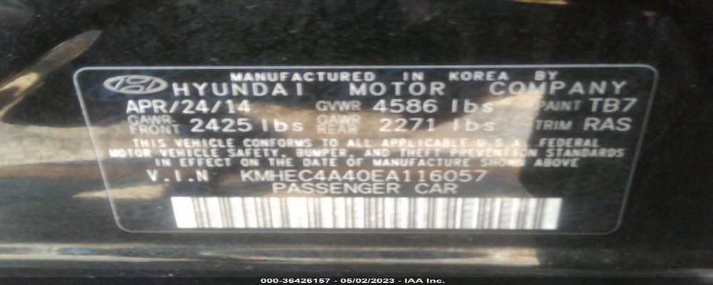 KMHEC4A40EA116057 2014 HYUNDAI SONATA HYBRID photo no. 9