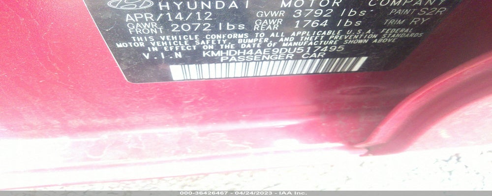 KMHDH4AE9DU517495 2013 HYUNDAI ELANTRA photo no. 9
