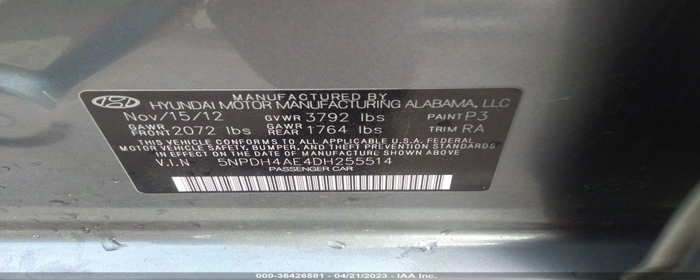 5NPDH4AE4DH255514 2013 HYUNDAI ELANTRA photo no. 9