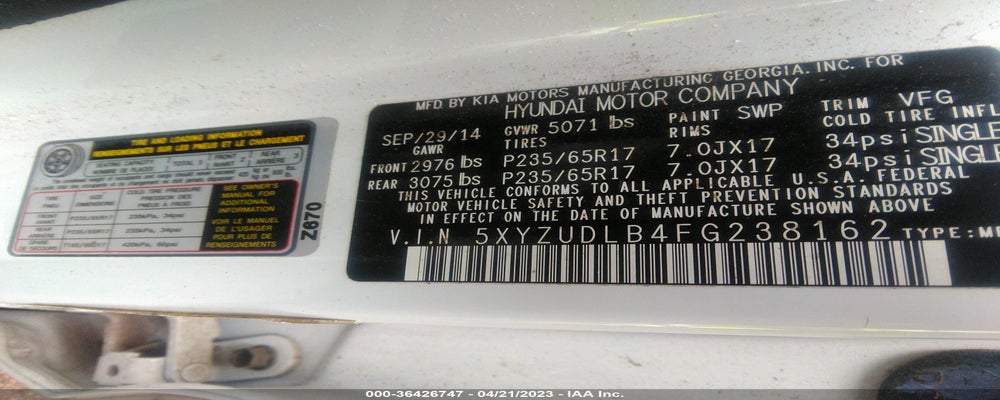 5XYZUDLB4FG238162 2015 HYUNDAI SANTA FE SPORT photo no. 9