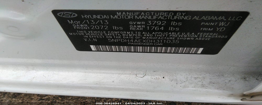 5NPDH4AEXDH311035 2013 HYUNDAI ELANTRA photo no. 9