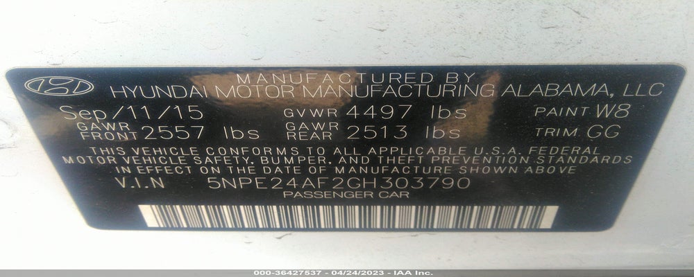 5NPE24AF2GH303790 2016 HYUNDAI SONATA photo no. 9
