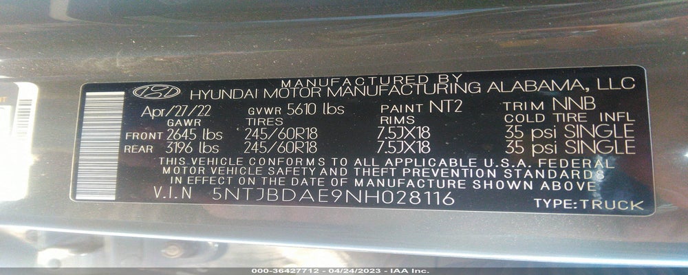5NTJBDAE9NH028116 2022 HYUNDAI SANTA CRUZ photo no. 9