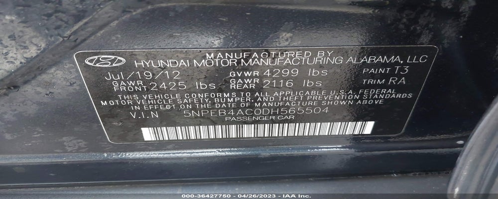 5NPEB4AC0DH565504 2013 HYUNDAI SONATA photo no. 9