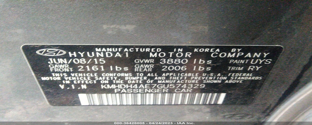 KMHDH4AE7GU574329 2016 HYUNDAI ELANTRA photo no. 9