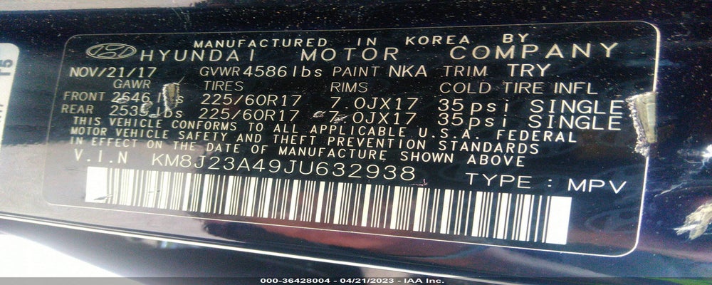 KM8J23A49JU632938 2018 HYUNDAI TUCSON photo no. 9