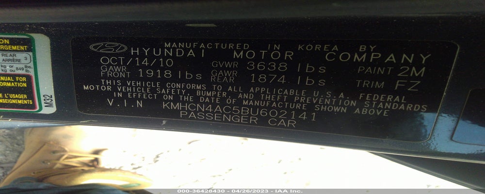 KMHCN4AC5BU602141 2011 HYUNDAI ACCENT photo no. 9