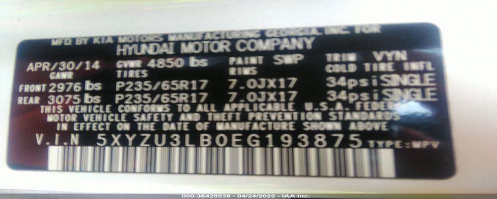 5XYZU3LB0EG193875 2014 HYUNDAI SANTA FE SPORT photo no. 9