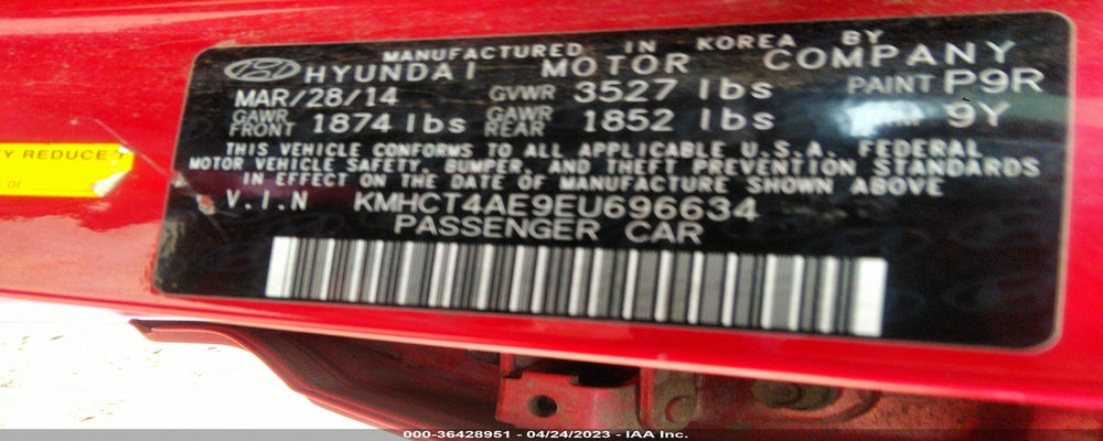 KMHCT4AE9EU696634 2014 HYUNDAI ACCENT photo no. 9