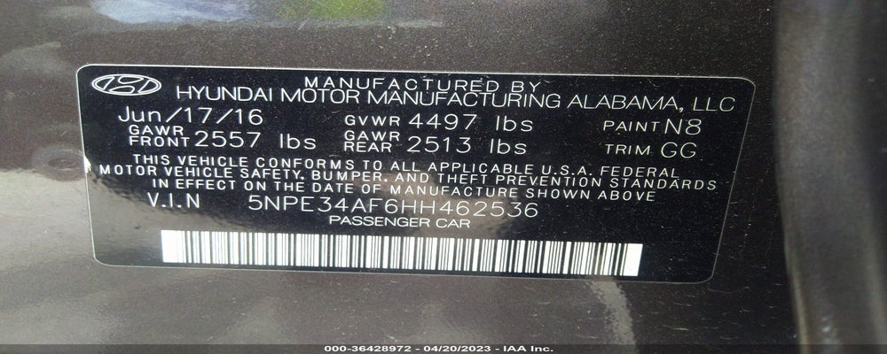 5NPE34AF6HH462536 2017 HYUNDAI SONATA photo no. 9