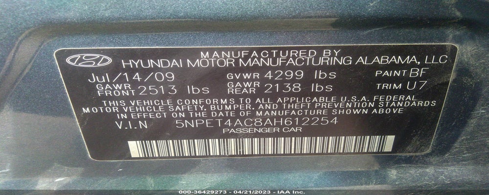 5NPET4AC8AH612254 2010 HYUNDAI SONATA photo no. 9