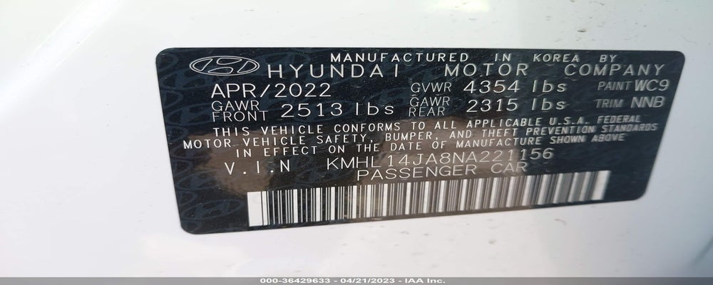 KMHL14JA8NA221156 2022 HYUNDAI SONATA photo no. 9