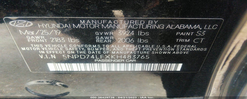 5NPD74LFXKH483765 2019 HYUNDAI ELANTRA photo no. 9