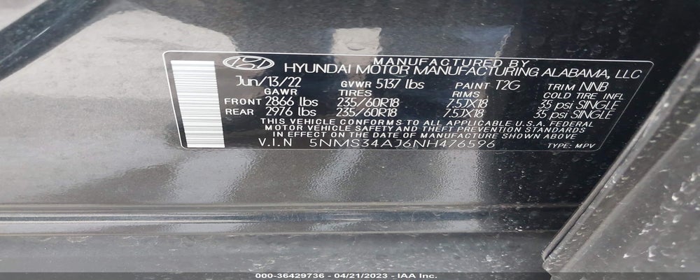 5NMS34AJ6NH476596 2022 HYUNDAI SANTA FE photo no. 9