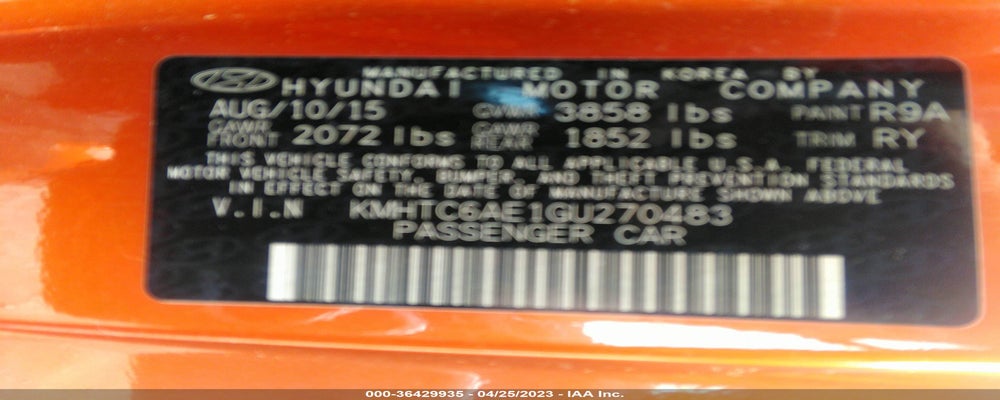 KMHTC6AE1GU270483 2016 HYUNDAI VELOSTER photo no. 9