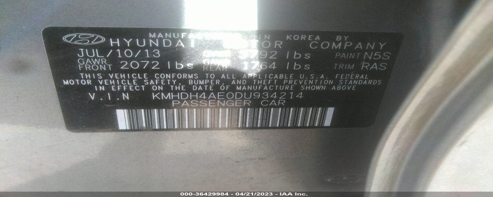 KMHDH4AE0DU934214 2013 HYUNDAI ELANTRA photo no. 9