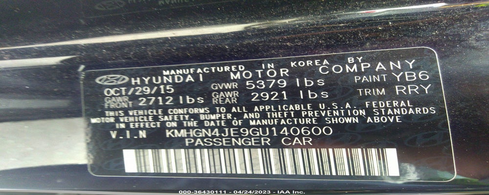 KMHGN4JE9GU140600 2016 HYUNDAI GENESIS photo no. 9