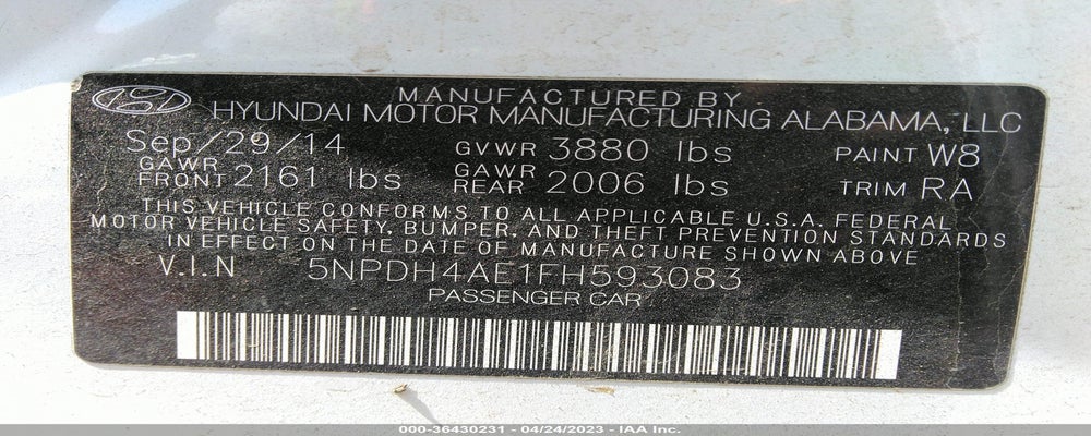 5NPDH4AE1FH593083 2015 HYUNDAI ELANTRA photo no. 9