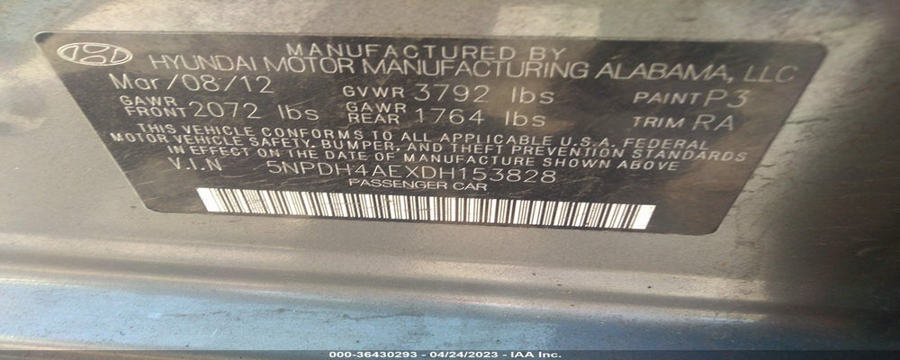 5NPDH4AEXDH153828 2013 HYUNDAI ELANTRA photo no. 9