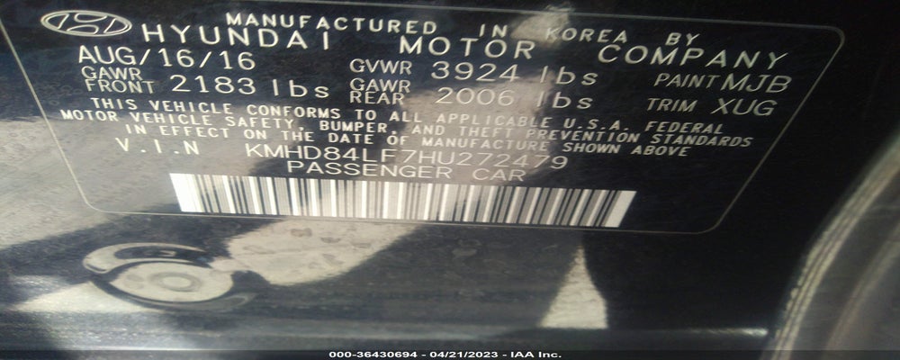 KMHD84LF7HU272479 2017 HYUNDAI ELANTRA photo no. 9