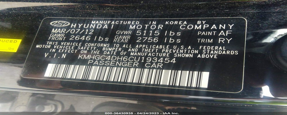 KMHGC4DH6CU193454 2012 HYUNDAI GENESIS photo no. 9