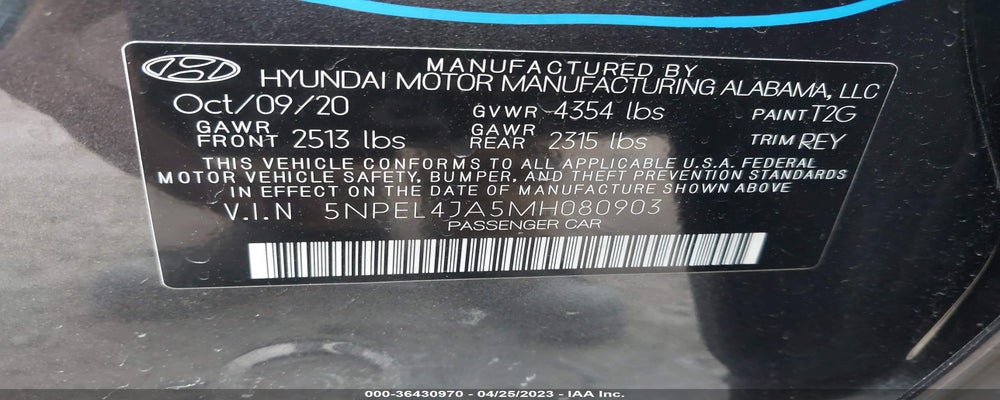 5NPEL4JA5MH080903 2021 HYUNDAI SONATA photo no. 9
