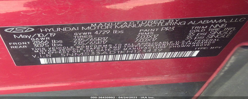 5NMS33AD1KH123439 2019 HYUNDAI SANTA FE photo no. 9