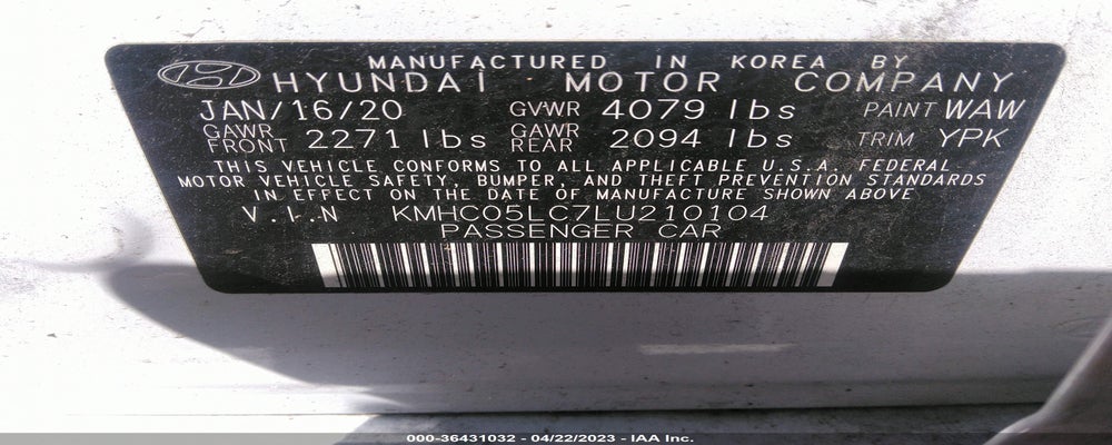 KMHC05LC7LU210104 2020 HYUNDAI IONIQ HYBRID photo no. 9